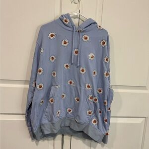 Nike Light Blue Hoodie with Daisy Pattern